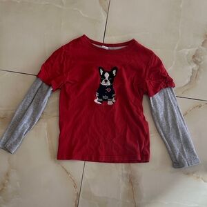Janie and Jack Red Long Sleeve Tee with Dog Design